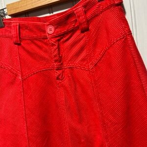 Red Cotton Corduroy Western Skirt